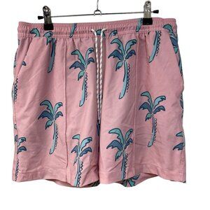 Chubbies Lotta Coladas 5.5” Swim Trunks Large Pink Blue Palm Trees Lined Elastic